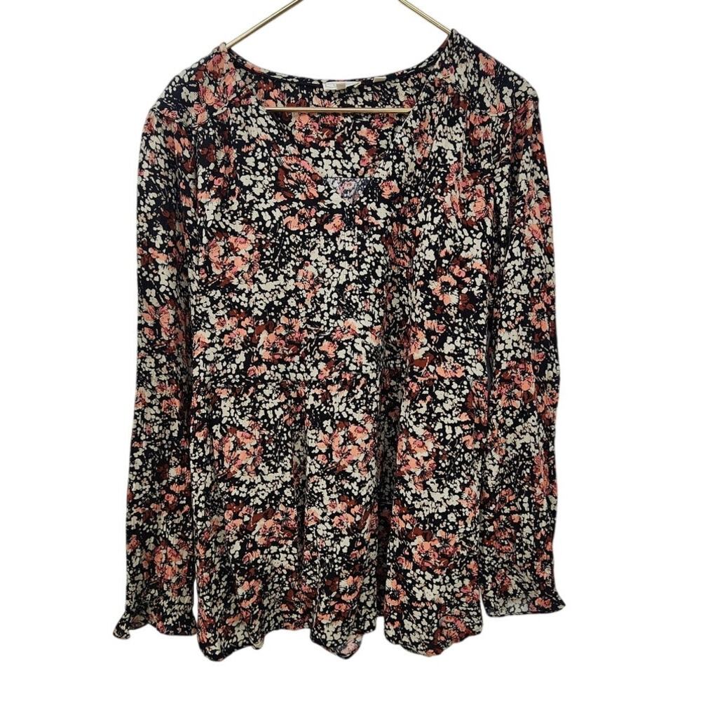 Women's Fatface Floral Long Sleeve Top Size‎ 10 Black Pink Red